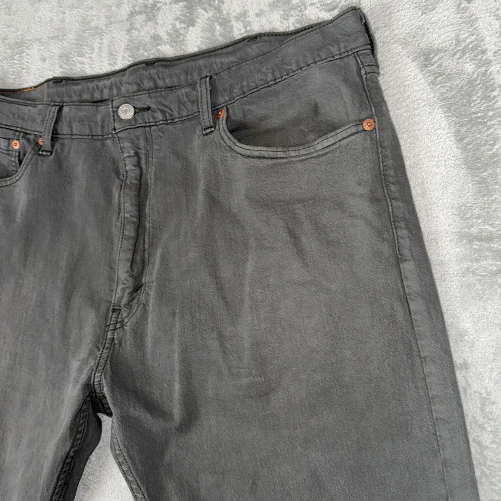 Levis 505 Regular Fit Denim Gray Jeans (38x25 CUSTOM) White Tab Straight Stretch